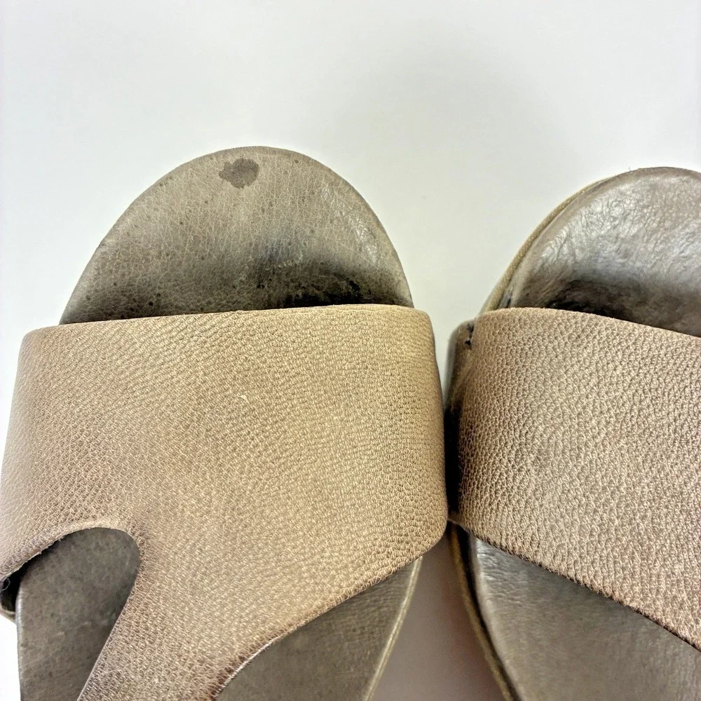 Antelope H43 Kaya Women's Metallic Taupe Leather Wedge Sandal EU 37 US 6.5